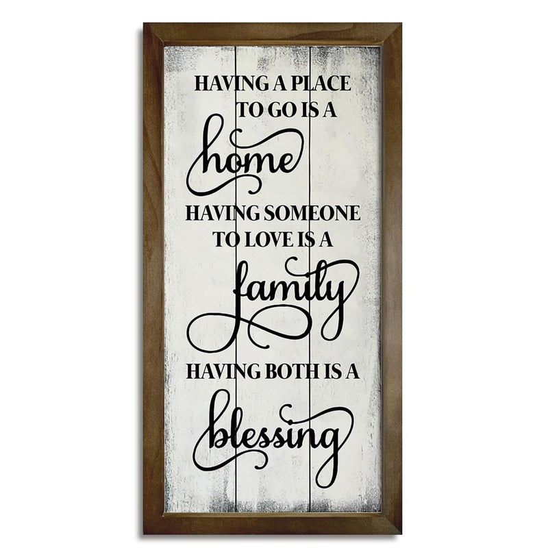 EDCTO Warm Home Decors, Wood Rustic Hanging Signs, Living Room Decor, Family Room Signs, Wooden Framed Wall Decor, Housewarming Gift, Having A Place to Go is A Home Sign 15Ã—7.5Ã—0.3 inches - Image 1