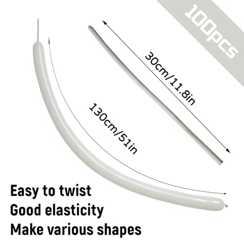 KUULBELA 100Pcs Sand White 260 balloons, Thickening Latex Cream 260q Balloons for Animal Model, Long Twisting Balloons for Halloween Xmas Presents, Animal Shape Weddings, Birthdays Clowns.(Sand white) - Image 2