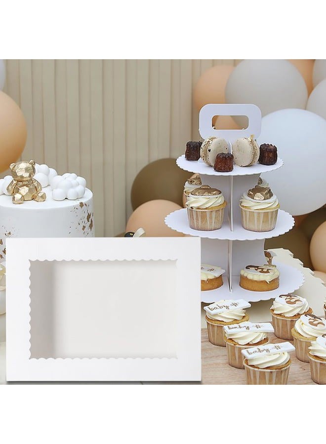 Mefleet 6pcs 19x14x5 Half Sheet Cake Boxes with 6pcs Cake Boards Rectangle 1/2 Sheet Bakery Boxes with Window for Pastry Baking Cake, Cupcakes, Donuts, Cookies, Pie Treat Packaging White Large - Image 5