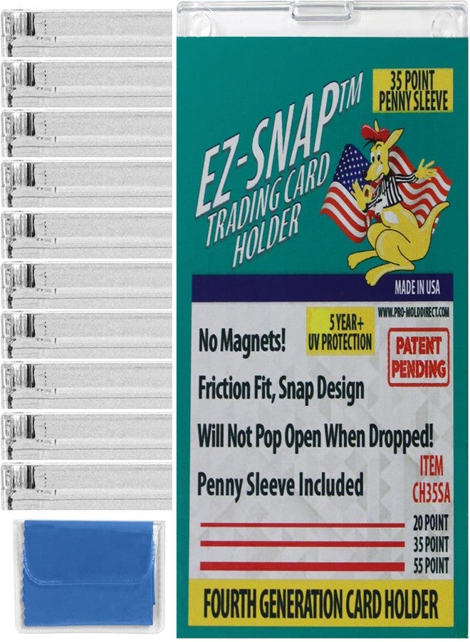 Pro-Mold 10-Count Pro-Mold 35pt EZ-Snap Trading Card Holders Holds Sleeved Card UV Protection CH35SA with Cleaning Cloth - Image 1