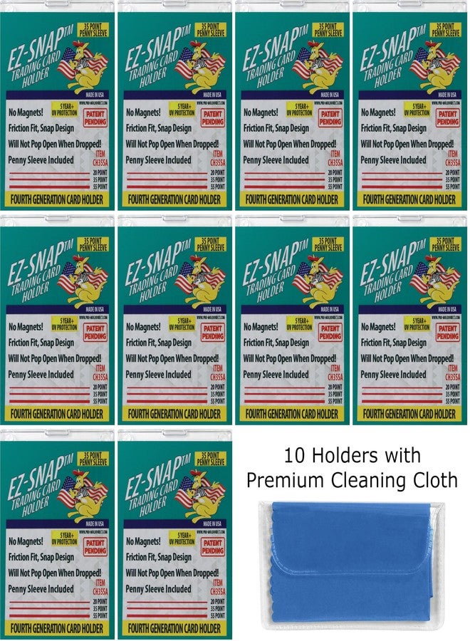 Pro-Mold 10-Count Pro-Mold 35pt EZ-Snap Trading Card Holders Holds Sleeved Card UV Protection CH35SA with Cleaning Cloth - Image 2