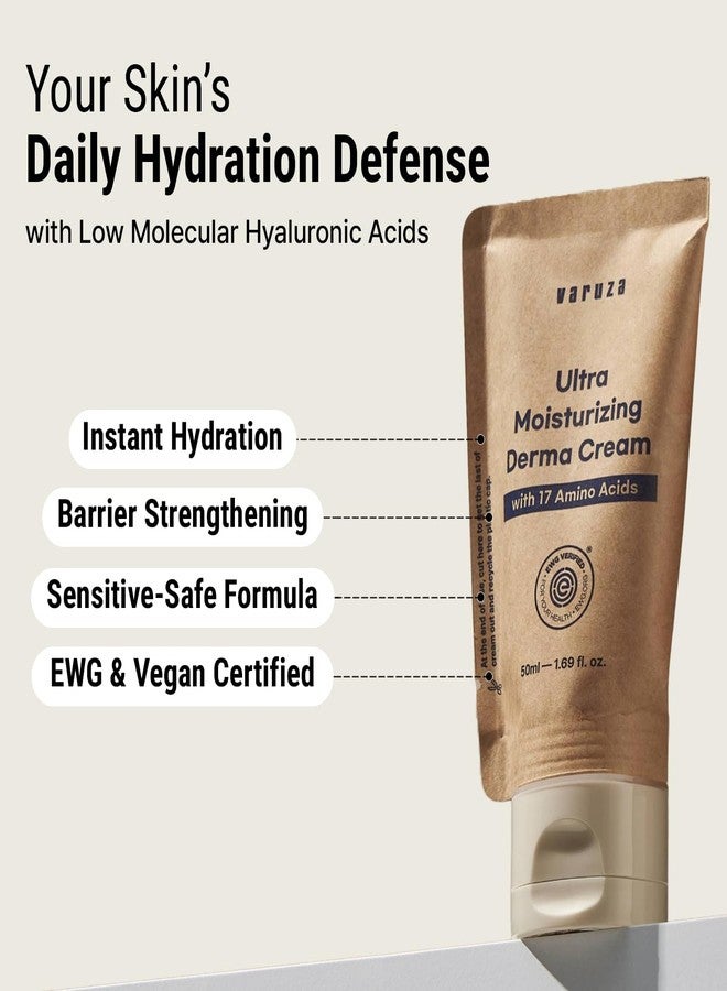 varuza Ultra Moisturizing Derma Facial Cream with 17 Amino Acids Vegan Nano Liposome Cream Low Molecular Weight Hyaluronic Acid Oil Free (Ultra Moisturizing Derma Cream x 2EA - Image 3
