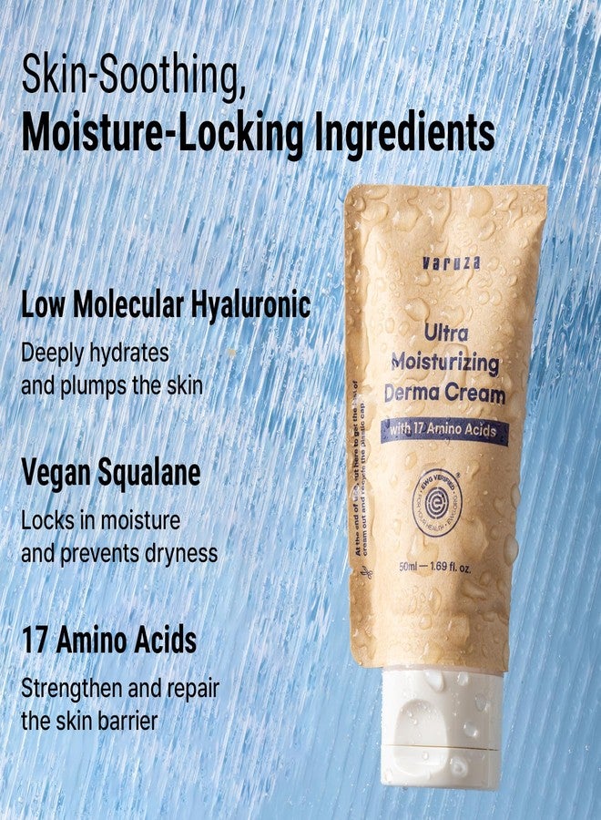 varuza Ultra Moisturizing Derma Facial Cream with 17 Amino Acids Vegan Nano Liposome Cream Low Molecular Weight Hyaluronic Acid Oil Free (Ultra Moisturizing Derma Cream x 2EA - Image 4