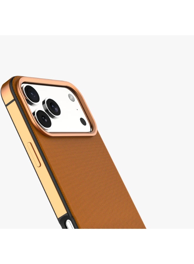 LEVELO iPhone 17 Pro Max MagSafe Case Cuir With Comfortable Grip & Premium PU Leather / Shock-Resistant Bumper / Aluminum Alloy Frame for Camera & Buttons / Strong Magnets - Sunrise Orange - Image 3