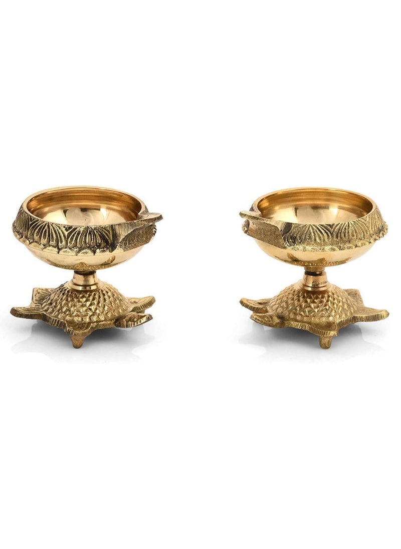 Shreeji Brass Kuber Kachua Diya Kuber Diyas for Puja Brass Diya for Decoration Pack of 2  - Image 1
