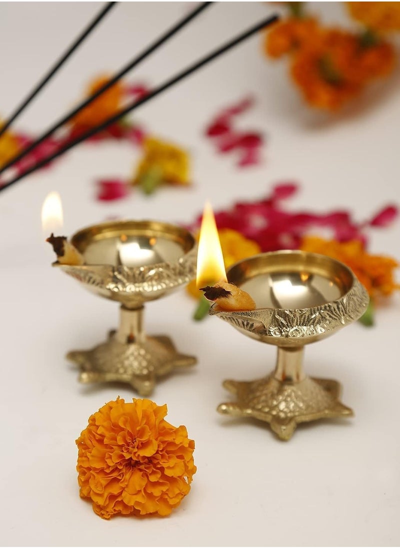 Shreeji Brass Kuber Kachua Diya Kuber Diyas for Puja Brass Diya for Decoration Pack of 2  - Image 3
