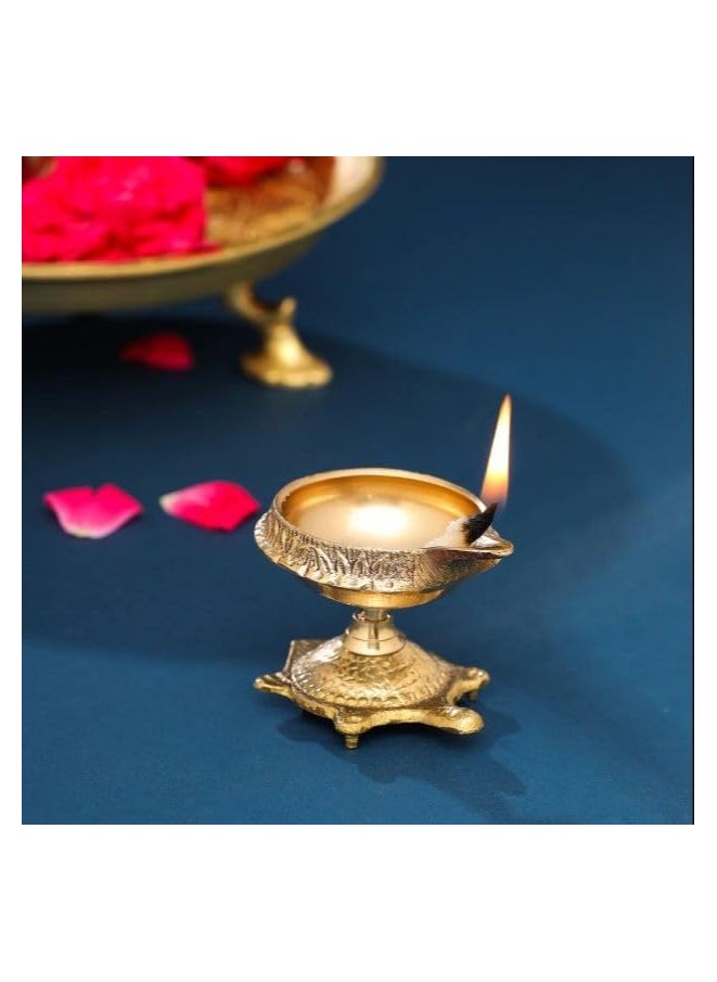 Shreeji Brass Kuber Kachua Diya Kuber Diyas for Puja Brass Diya for Decoration Pack of 2  - Image 4