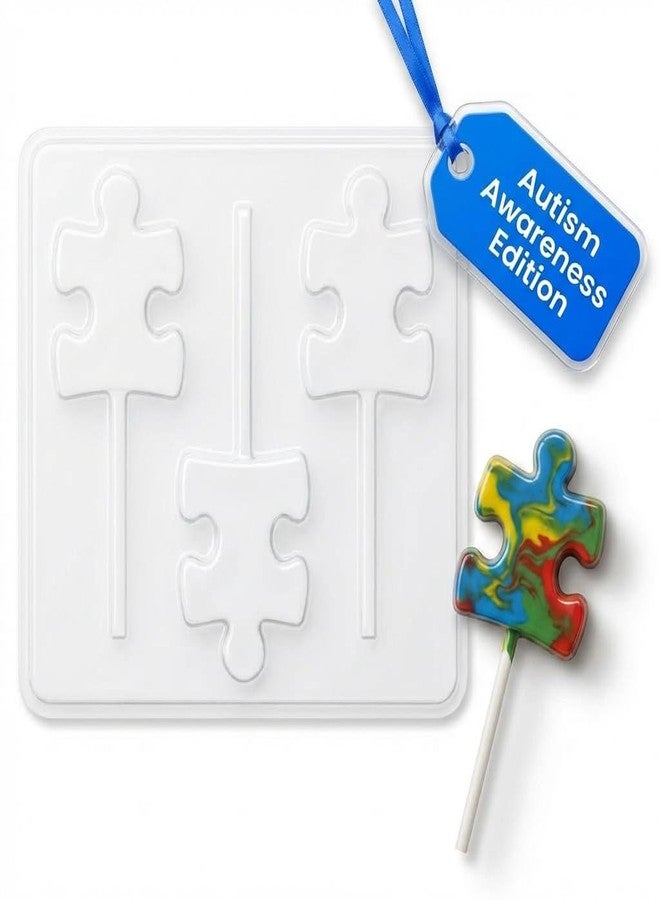 Lollipops Autism Puzzle Piece Lollipop Chocolate Candy Mold 3420 - Image 3