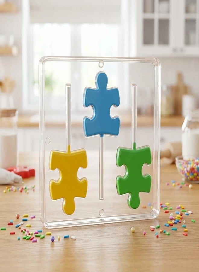Lollipops Autism Puzzle Piece Lollipop Chocolate Candy Mold 3420 - Image 4