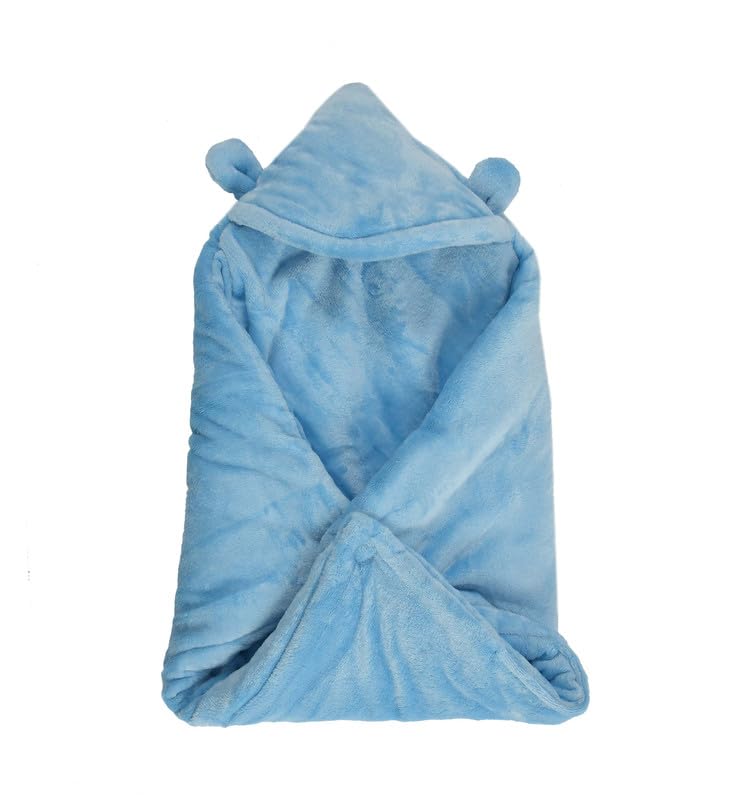 Florida Florida All Season Hooded Baby Blanket Swaddler Wrapper Flannel Soft and Comfortable for New Born Babies-Wrap Sky Blue - Image 4