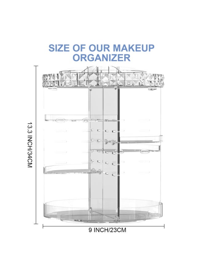MISERWE 360 Rotating Makeup Organizer, DIY Adjustable Makeup Carousel Spinning Holder Rack, Large Capacity Cosmetic Brush Lipstick Storage Organizer Box for Vanity - Image 1