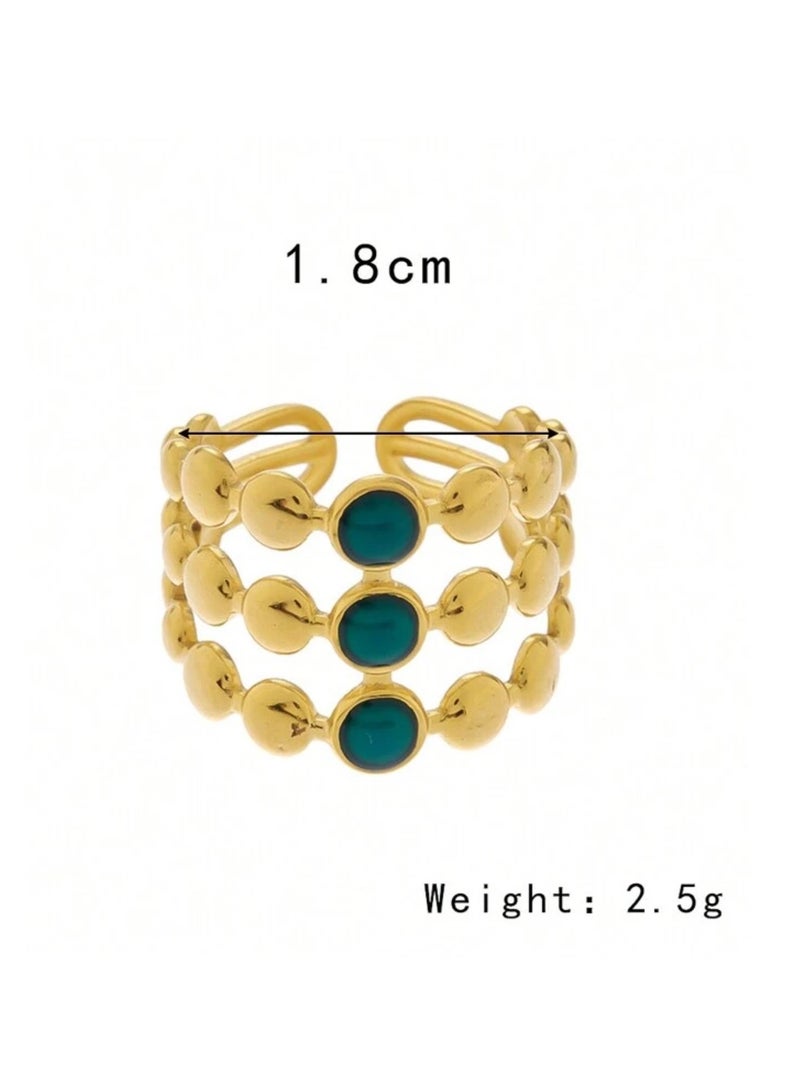 إيكوال خاتم نسائي من الاستانلس ستيل مطلي باللون الذهبي بمقاس موحد - Image 4