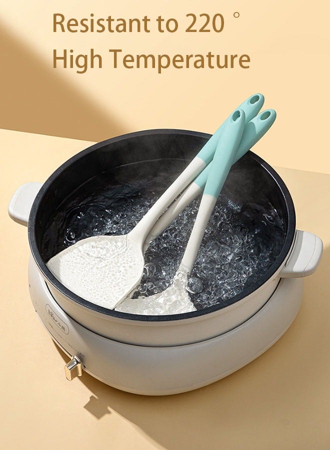 Hanayo 4 Pcs Silicone Kitchen Utensils Set Heat-resistant Silicone Kitchenware Silicone Spatula Tools Set Multi-Functional Cooking Spoon and Shovel(Blue+White) - Image 5