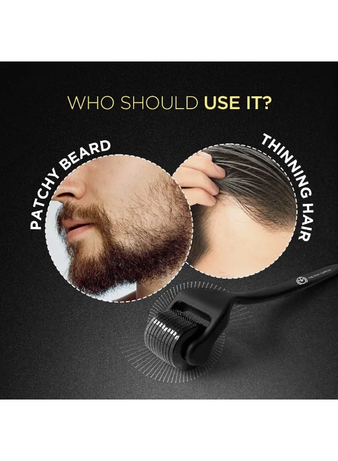 The Man Company Derma Roller For Men, Scalp And Beard, Activates Hair Follicles, 540 (0.5 mm) Chromium Micro-Needles With Titanium Finish