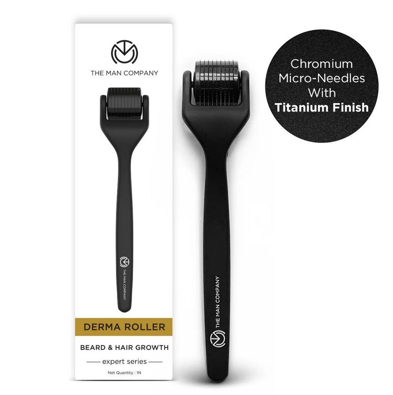 The Man Company Derma Roller For Men, Scalp And Beard, Activates Hair Follicles, 540 (0.5 mm) Chromium Micro-Needles With Titanium Finish - Image 1
