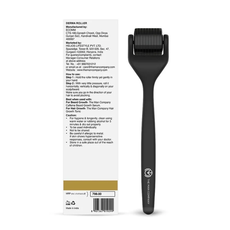 ذا مان كومباني ديرما رولر للرجال لتفعيل بصيلات الشعر واللحية - 540 إبرة كروم (0.5 مم) بلمسة تيتانيوم