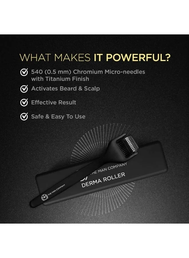 The Man Company  Derma Roller For Men, Scalp And Beard, Activates Hair Follicles, 540 (0.5 mm) Chromium Micro-Needles With Titanium Finish for Men | Best Price UAE