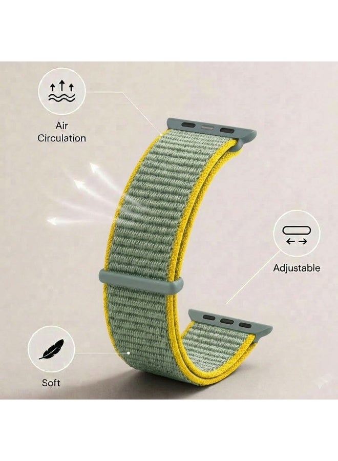 CATANES Breathable Nylon Sport Loop Band Compatible with Apple Watch 44mm 45mm 46mm 49mm for Women Men, iWatch Wrist Straps for Ultra 3 2, Se, Series 11 10 9 8 7 - sage green - Image 3