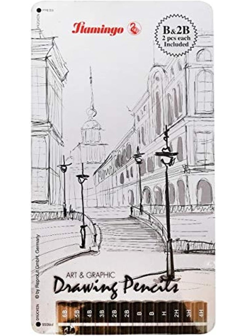 Flamingo Drawing Tin Pencil 12 Pcs - Image 1