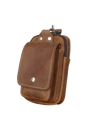 Genuine Leather Men's Waist Bag Top Layer Cowhide Crazy Horse Leather Belt Mobile Phone Bag Retro Hook Small Waist Bag-Color:Yellow Brown - pzsku/Z23E806CA1F0C857BDE57Z/45/1746219905/d54c5c40-d3ff-4d68-ba5c-f81a92398c3d