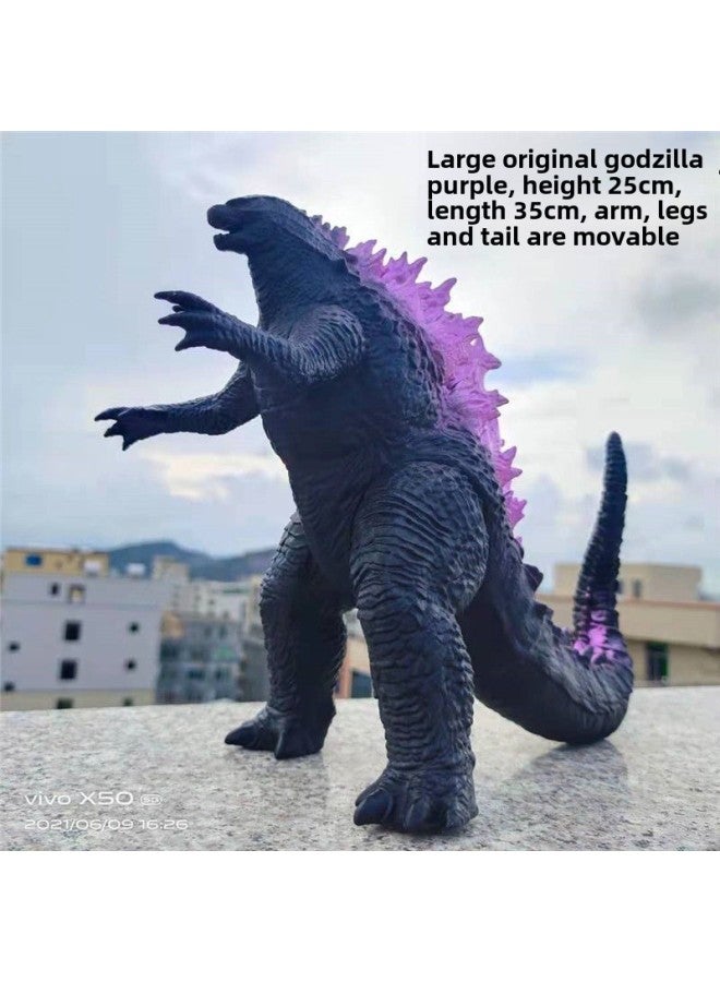 Oversized Original Godzilla Soft Rubber Joint Movable Toy Ornaments Ultraman King Of Monsters Tasteless-Color:Large Godzilla Purple Back  - Image 1