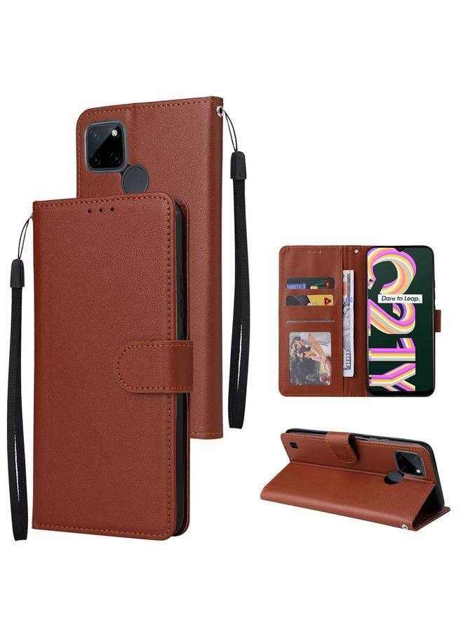 The Bros Case For Realme C21Y / C25Y Multifunctional Horizontal Flip Leather Case with Three Card Slot