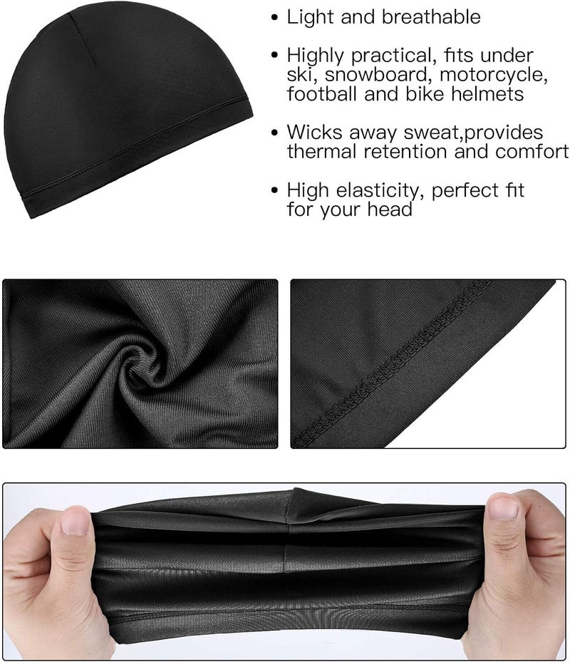 Khazna Skull Caps Helmet Liner Sweat Wicking Cap Running Hats Cycling Skull Caps for Men Women(6 Pieces) - Image 2