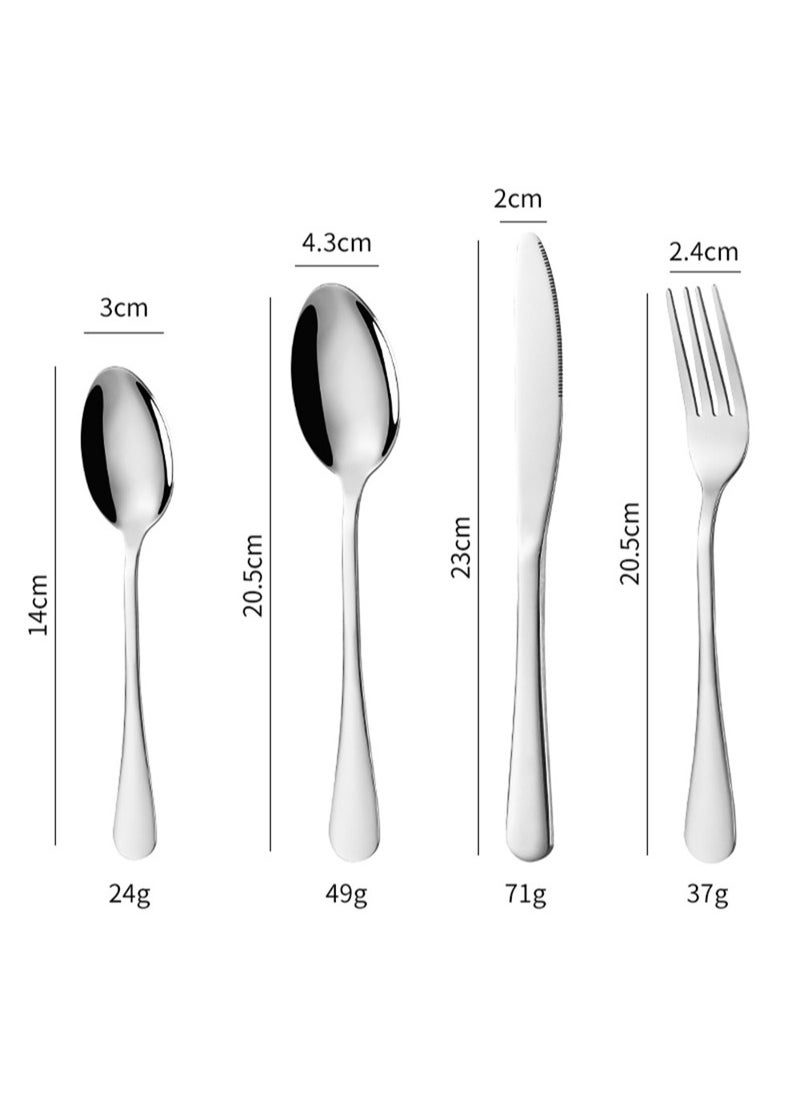 Sunhome SUNHOME 24-Piece Stainless Steel Cutlery Set Kitchen Utensil Set Western Tableware Suitable For Home Kitchen Restaurant Hotel Party Dining Picnic Dining Exquisite Packaging Gift Silver  - Image 4