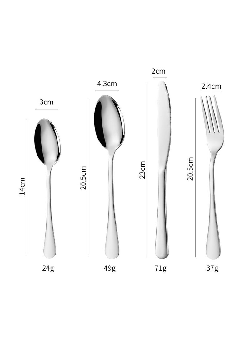 SUNHOME 24-Piece Stainless Steel Cutlery Set Kitchen Utensil Set Western Tableware Suitable For Home Kitchen Restaurant Hotel Party Dining Picnic Dining Exquisite Packaging Gift Silver
