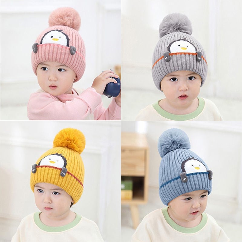 Cute Super Cute Penguin Boys' Wool Hat Winter Little Girl Baby Kids' Knitted Warm 2108-30 - Image 2