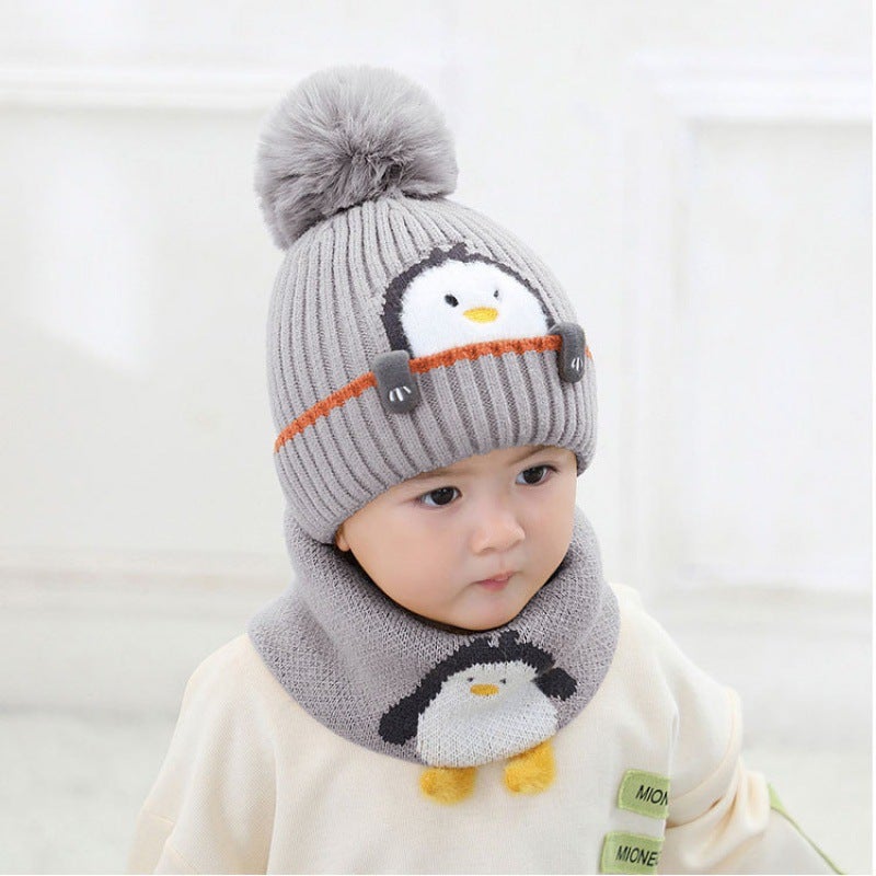 Cute Super Cute Penguin Boys' Wool Hat Winter Little Girl Baby Kids' Knitted Warm 2108-30 - Image 1