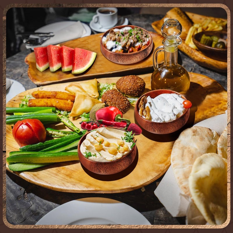 Skylety 6 Pcs Acacia Wooden Bowls Small Calabash Bowls Round Wood Salad Hand Carved Calabash Dip Tray for Serving Popcorn Pasta Candy Cereal Coconut Nuts Sauce Appetizers Kitchen (4 Inch) - Image 4
