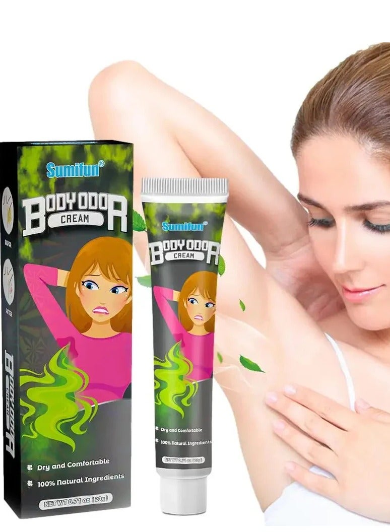 Sumifun كريم إزالة رائحة الجسم - كريم مزيل رائحة الجسم الطبيعي الجاف والمريح - مزيل رائحة العرق تحت الإبط - القضاء على الروائح الكريهة - كريم مضاد للتعرق 20 جرام - Image 1