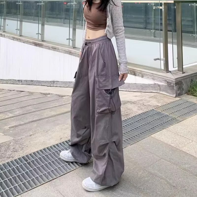American Work Casual Pants Children'S 2025 High Waist Loose Drawstring Design Niche Sports Pants - Image 3