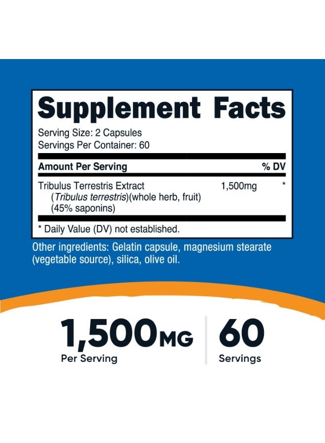 Nutricost Tribulus Terrestris Extract 1500 mg – 45% Saponins Herbal Supplement – Non-GMO, Gluten-Free – 120 Capsules - Image 3