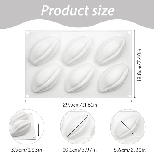 Fchil Cocoa Beans Silicone Molds for Mousse, Set of 2, Nonstick Baking Chocolate Molds for Cake Ice Soap - Image 2
