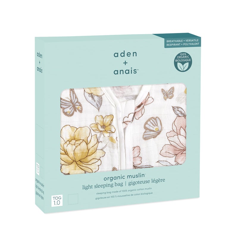 b.box aden + anais Soft Sleeping Bag- Pack of 1 | GOTS Certified | Wearable Lightweight Muslin Sleep Sack Blanket | Pretty Sleeping Bag for Baby | 0-6 Months, 1 TOG | Newborn & Infant Essentials | Earthly - Image 2