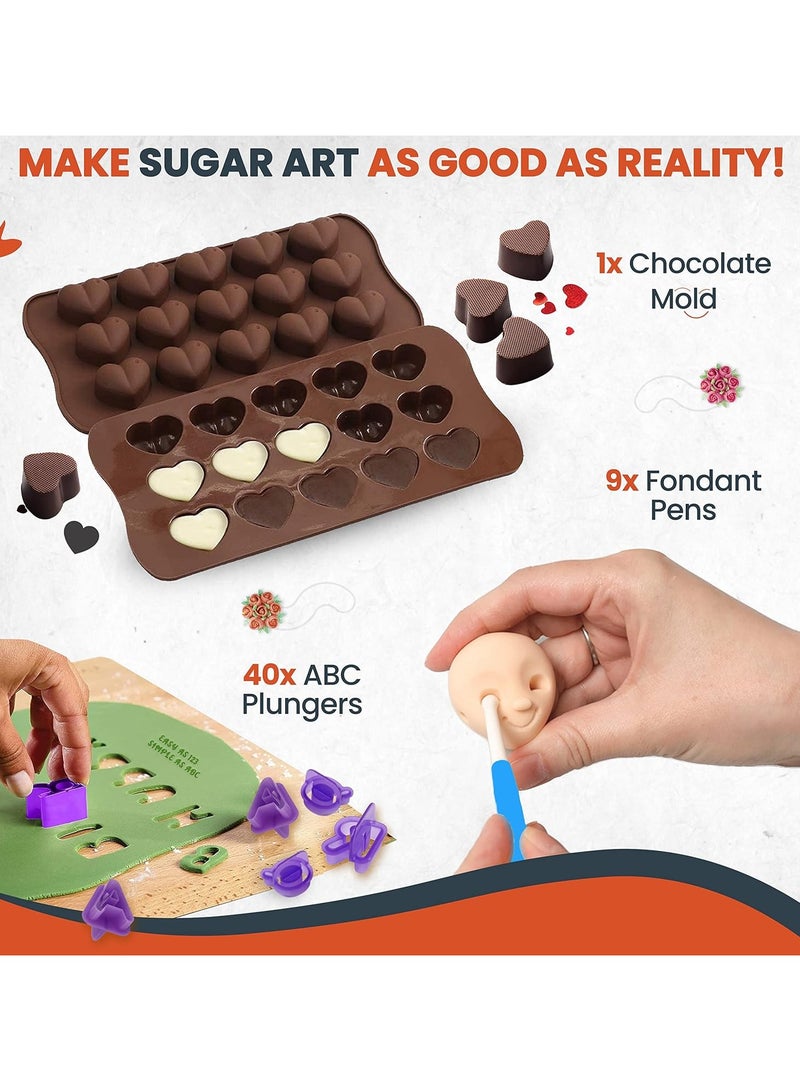 كيلا 700 قطعة طقم تزيين الكيك مع لوازم الخَبز - قرص دوار لتزيين الكيك مع صواني الخبز، أداة تسوية، 24 رأس تزيين، 2 ملاعق تزيين، أدوات صنع الفوندان، مخطط نقش والمزيد - Image 3