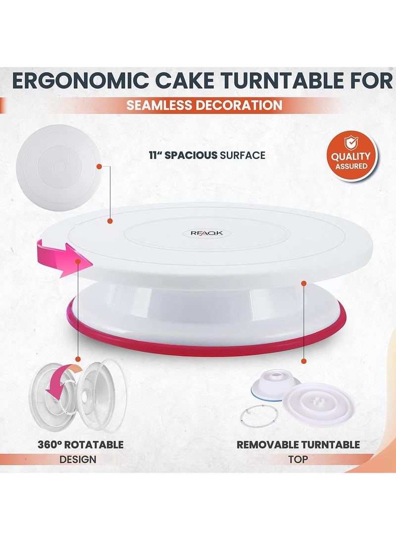 كيلا 700 قطعة طقم تزيين الكيك مع لوازم الخَبز - قرص دوار لتزيين الكيك مع صواني الخبز، أداة تسوية، 24 رأس تزيين، 2 ملاعق تزيين، أدوات صنع الفوندان، مخطط نقش والمزيد - Image 5