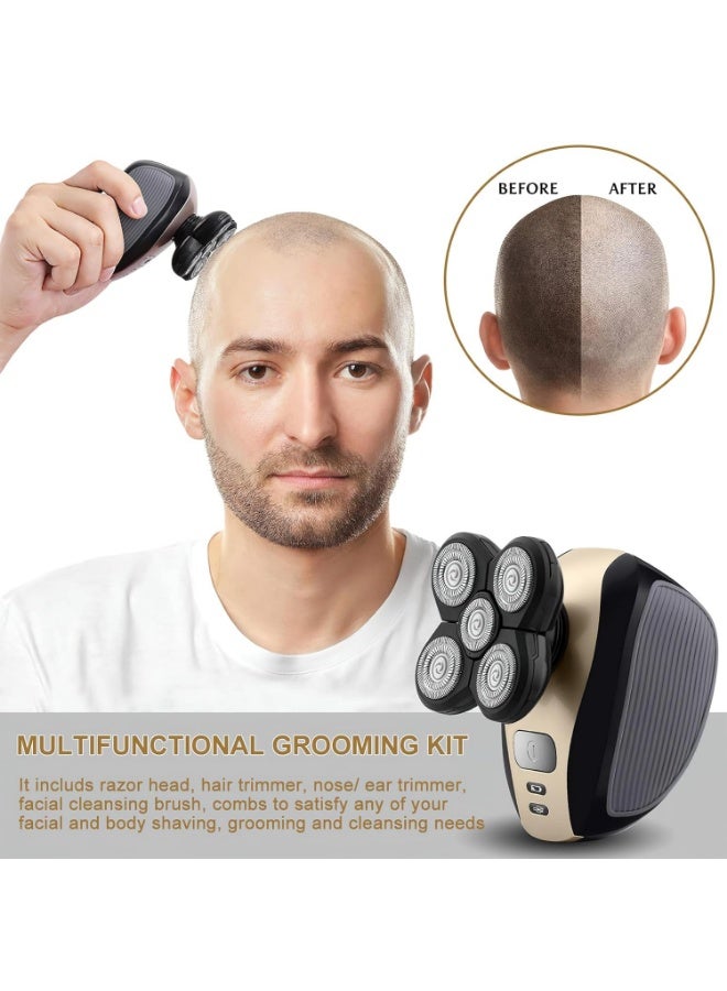 Bald Shavers for Men - Telfun Upgrade 5-in-1 Electric Head Shavers for Bald Men, 100% Waterproof Cordless Razor, Wet/Dry Shaving, 5 Dual Track Heads, Mess-Free Hair Capture - Image 5
