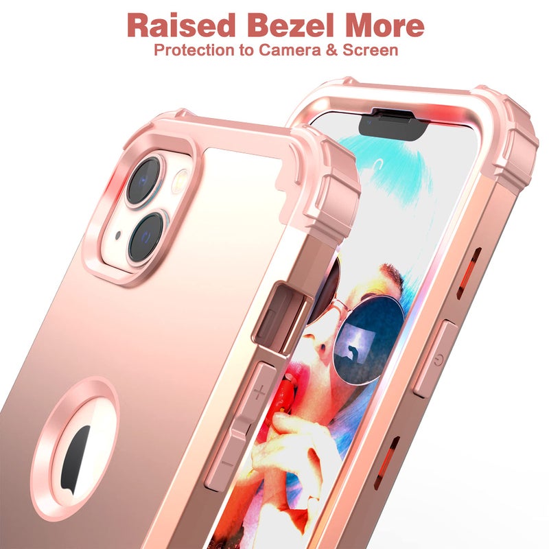 IDweel for iPhone 15 Case with Screen Protector for Women, 3 in 1 Shockproof Slim Fit Hybrid Heavy Duty Hard PC Cover Soft Silicone Bumper Full Body Case,Rose Gold - Image 5