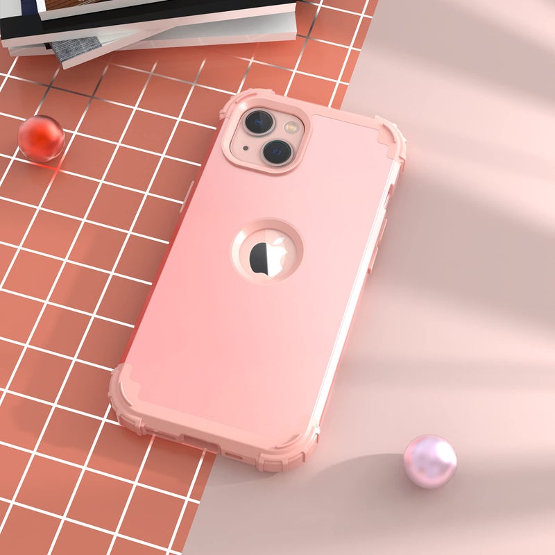 IDweel for iPhone 15 Case with Screen Protector for Women, 3 in 1 Shockproof Slim Fit Hybrid Heavy Duty Hard PC Cover Soft Silicone Bumper Full Body Case,Rose Gold - Image 3