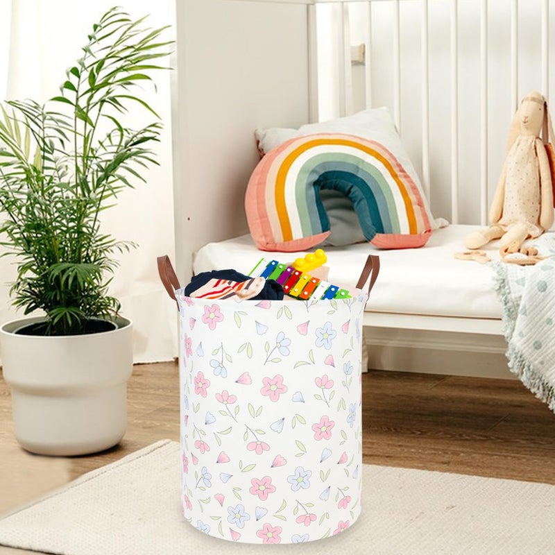 FXOCSHE Flower Patter Laundry Hamper,Girls Laundry Basket,Waterproof foldable kid's laundry basket,Baby Girls Nursery Hamper,Gift Baskets, Girls Room Decor(Blue flower) - Image 5