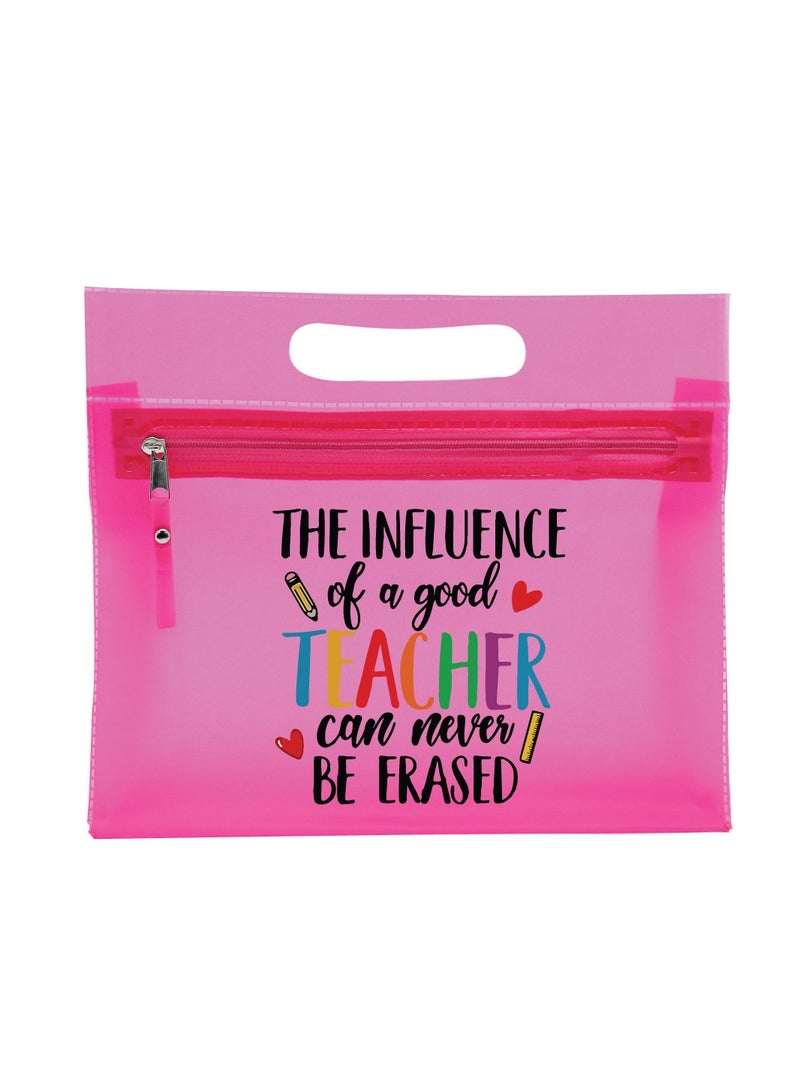 PRINTSHOP4ME Teachers Day Gift Pink Transparent Cosmetic Bag with zipper closure - Teacher Appriciation Gift - Gift for Teacher - Teacher Gifts  - Image 1