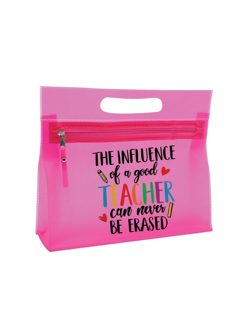 PRINTSHOP4ME Teachers Day Gift Pink Transparent Cosmetic Bag with zipper closure - Teacher Appriciation Gift - Gift for Teacher - Teacher Gifts  - Image 2
