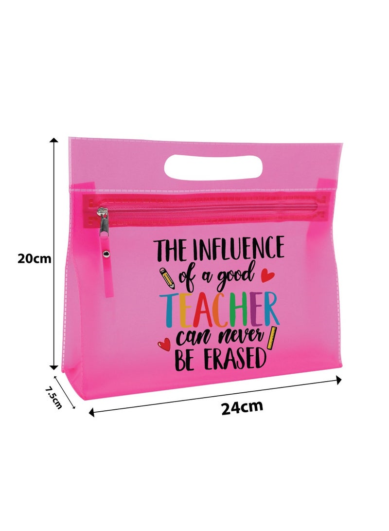 PRINTSHOP4ME Teachers Day Gift Pink Transparent Cosmetic Bag with zipper closure - Teacher Appriciation Gift - Gift for Teacher - Teacher Gifts  - Image 5