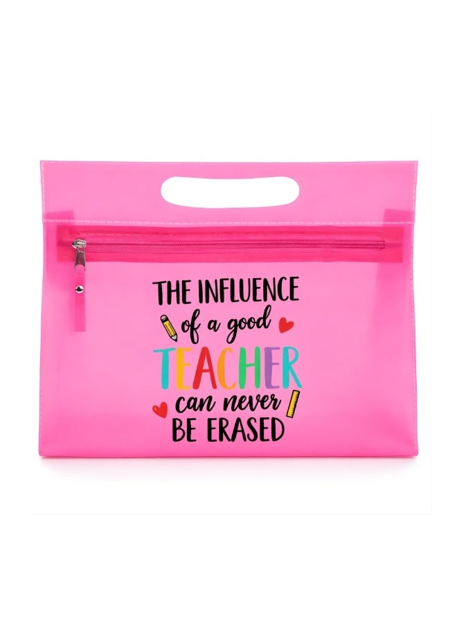 برينت شوب فور مي هدية عيد المعلم حقيبة مستحضرات تجميل شفافة باللون الوردي مع سحاب إغلاق - هدية تقدير للمعلم - هدية للمعلم - هدايا للمعلم - Image 1