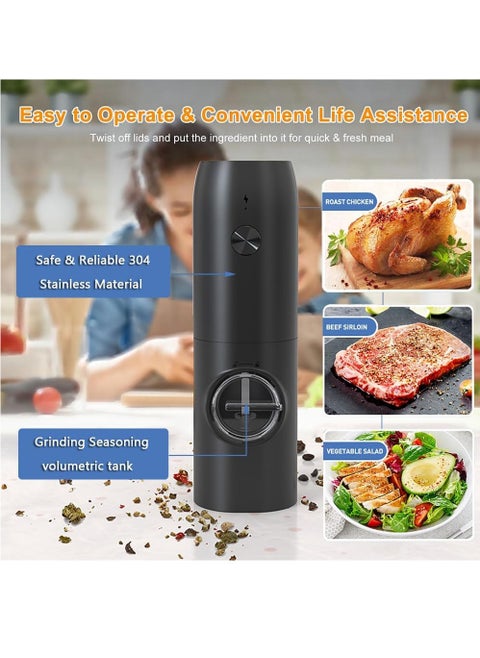 Pushbutton TypeC Lithium Motor Body Rechargeable ABS Plastic Material/Electric Pepper Grinder