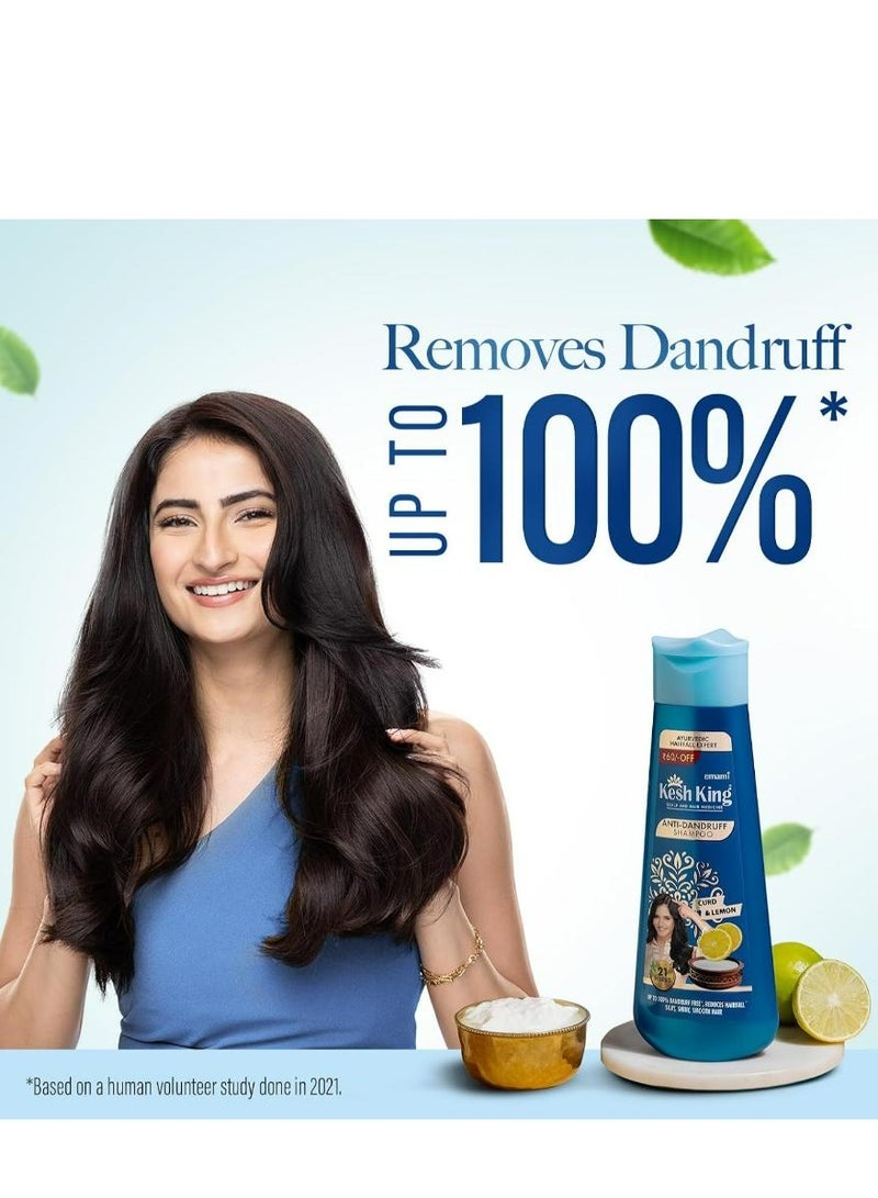 emami Kesh King Ayurvedic Anti Dandruff Shampoo Up to 100% Dandruff Free Reduces Hair Fall 21 Natural Ingredients With The Goodness Of Curd Lemon and Neem 340 ML - Image 2