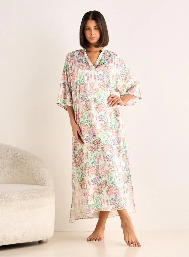 سبلاش فيڤ Night Gown 3/4 Sleeve Floral Print